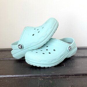 Crocs Classic Lined Clog Kids Size 13 Aquamarine Blue Fuzzy Lined Comfort Shoes
